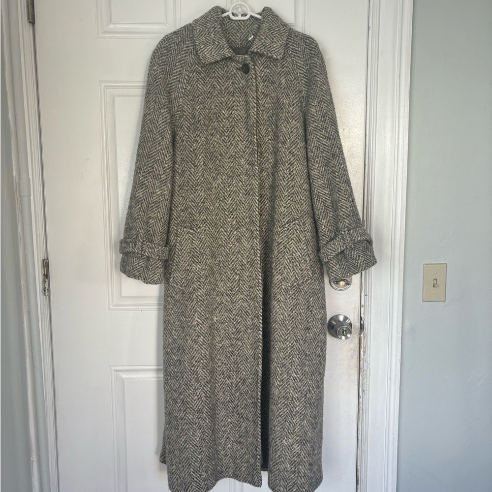 Wool Herringbone Maxi Coat